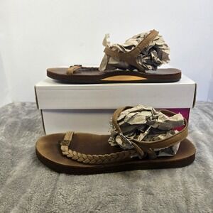 Rainbow Sandals Womens 10M T-Street Braided Leather Ankle Strap Sandals Brown